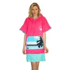 WAVE HAWAII PONCHO BAMBOO PINK WAVE En Coton Bio Et Fibre De Bamboo -Arimair WAVE HAWAII PONCHO BAMBOO PINK WAVE en coton bio et fibr 2