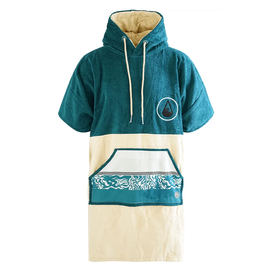 WAVE HAWAII PONCHO COTTON VELOURS PETROL En Coton Bio 1 WAVE HAWAII PONCHO COTTON VELOURS PETROL En Coton Bio