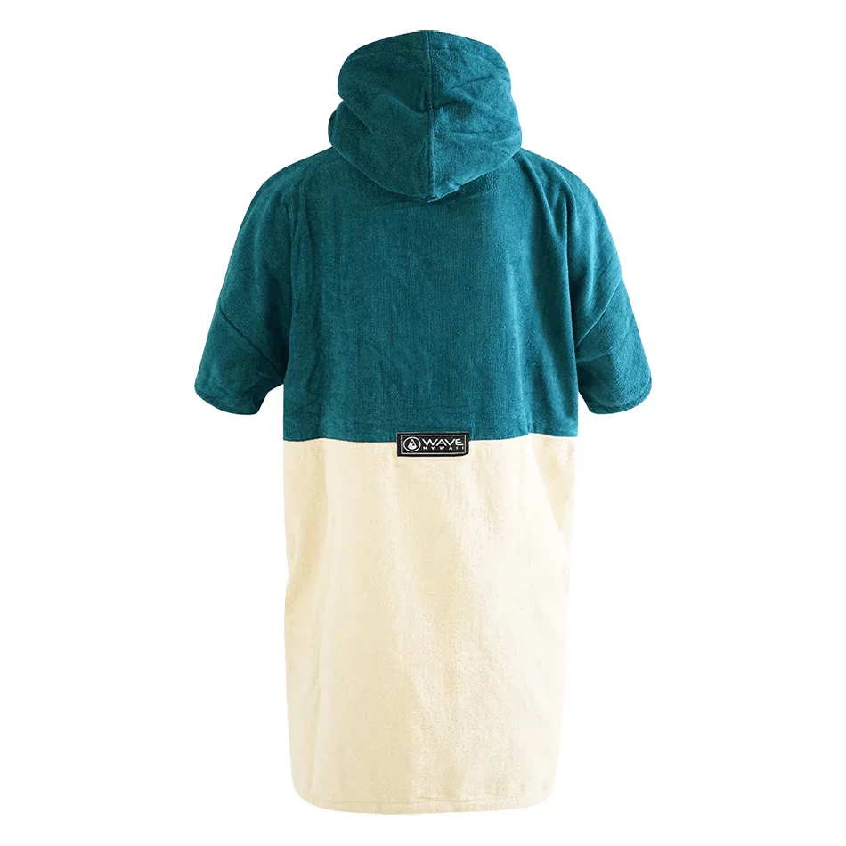 WAVE HAWAII PONCHO COTTON VELOURS PETROL En Coton Bio 2 WAVE HAWAII PONCHO COTTON VELOURS PETROL En Coton Bio – Image 2